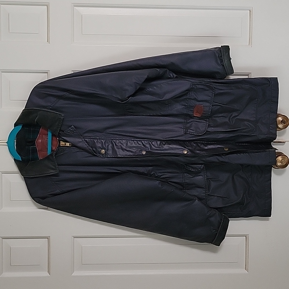 Woolrich men's vintage gray waxed barn jacket chore coat size large